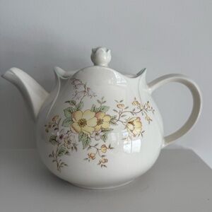 Charming Floral Ceramic Teapot with Yellow and Green Accents
